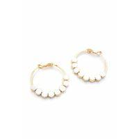 Mineli Halka Küpe - Beyaz