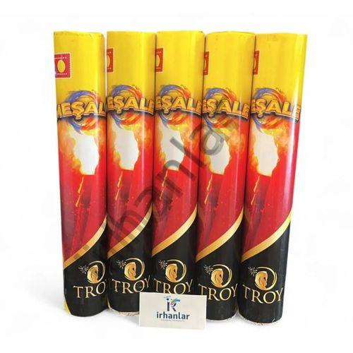Troy Meşale Pro Çift Tüplü Fitilli 45 Sn Yanma Süresi Düğün Kına Sünnet İthal Troy Gelin Alma