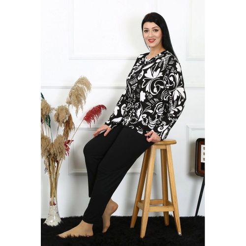 Kadın Büyük Beden Penye Uzun Kol Pijama Takım