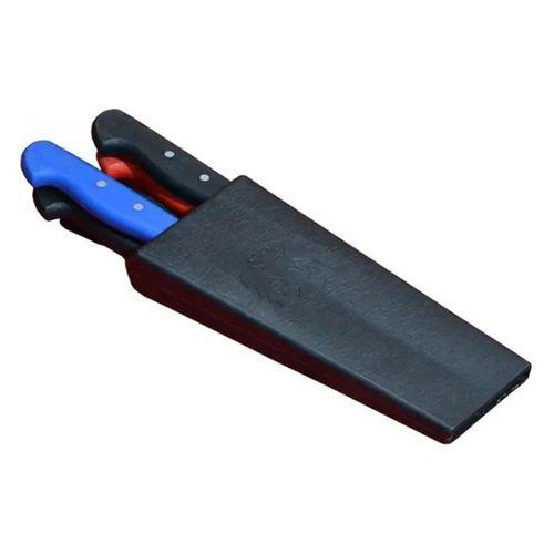 Plastik Bıçak Kütüklüğü 4 Lü - Kırmızı, Plastik, Kemerlikli Bıçak Çanta