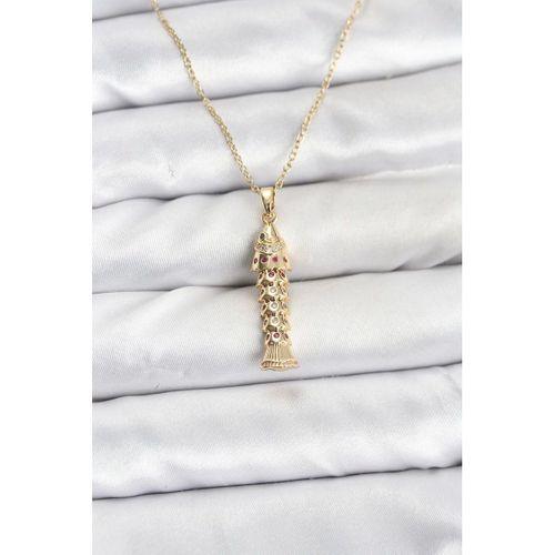316L Çelik Zincir Gold Renk Balık Model Zirkon Taşlı Kadın Kolye