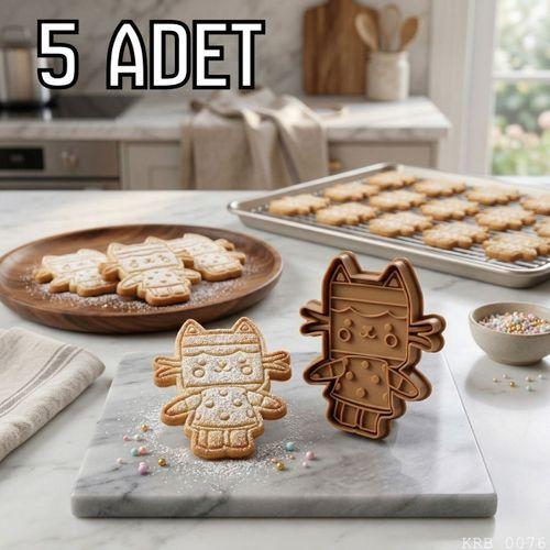5Li Kedi Figürlü Hamur Şekillendirici Kurabiye Kalıbı Oyun Hamuru Kalıbı 6 5 cm