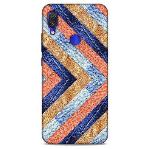 Xiaomi Redmi Note 7 Kılıf Patchwork (3) Kapak Lacivert Turuncu