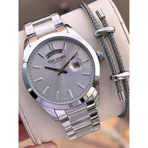 Tom Jones Bileklik Hediyeli Çelik Kordon 3 Atm Suya Dayanıklı 2 Yıl Garantili Erkek Kol Saati 10072.1