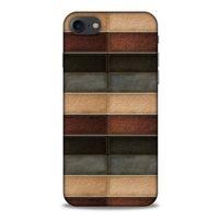 Apple Iphone 8 Kılıf Patchwork (20) Koruyucu Kılıf Bej Siyah