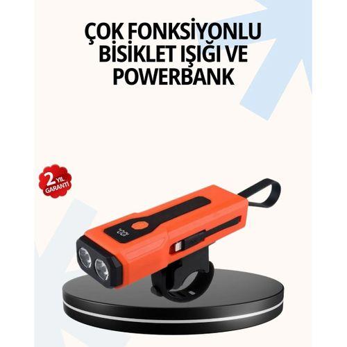 Powerbank Özellikli Bisiklet Işığı Dijital Göstergeli Led