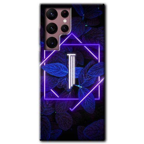 Samsung Galaxy S22 Ultra Kılıf HD Desen Baskılı Arka Kapak - Dark Neon Yaprak I Harfi