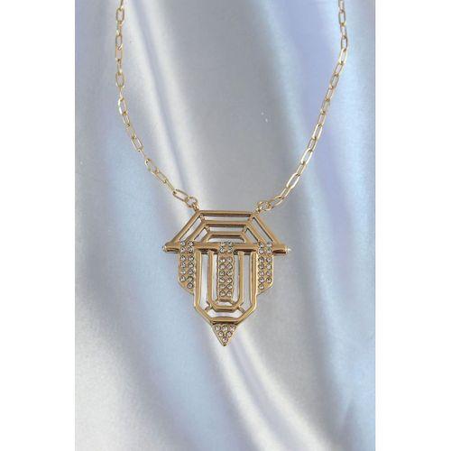 316L Çelik Zincir Gold Renk Zirkon Taşlı Serenay Kolyesi