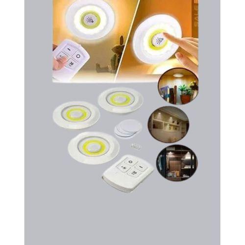 Uzaktan Kumandalı 3 Lü Kablosuz Led Spot Lamba Seti Yapışkanlı Pratik Kullanım