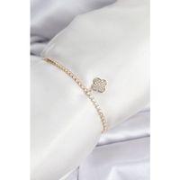 Yonca Model Zirkon Taşlı Gold Renk Asansörlü Su Yolu Bileklik