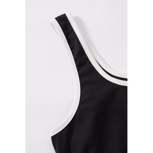 Kadın Siyah Askılı Crop Top Ve Şortlu Gecelik Takım