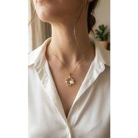 316L Çelik Zincir Gold Renk Deniz Tema Model Zirkon Taşlı Kadın Kolye