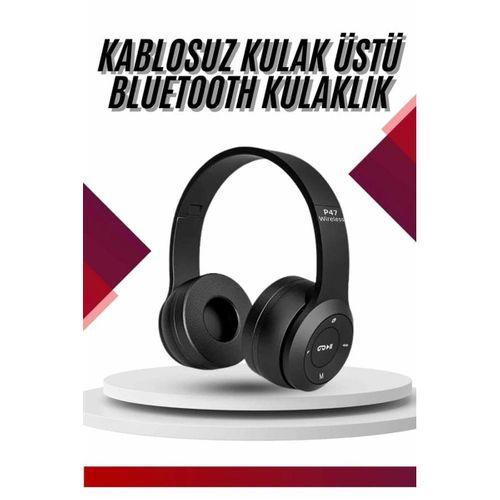 Bluetooth Kablosuz Kulaklık Siyah Wireless 5 0 Kulak Üstü Uzun Pil Ömrü