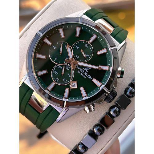 Daniel Klein Erkek Kol Saati 30 Metre Suya Dayanıklı Silikon Kordon + Bileklik Hediyeli VS.BLKT.0715