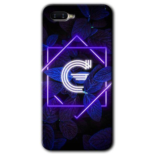 MRCİLETİSİM Oppo Rx 17 Neo Kılıf HD Desen Baskılı Arka Kapak + Temperli Cam - Dark Neon Yaprak G Harfi