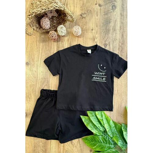Erkek Çocuk Yazlık Şort Takım Siyah