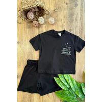 Erkek Çocuk Yazlık Şort Takım Siyah
