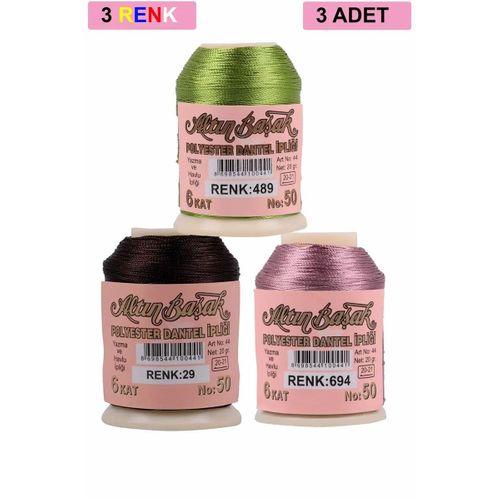 3 Adet Altınbaşak Oya ve Dantel İpi 20 gr - Royaleks - No: 029 - 694 - 489