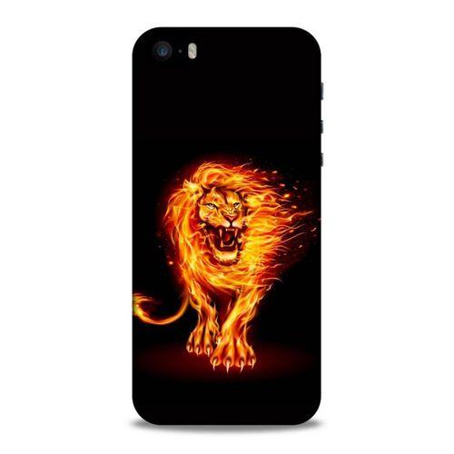 Lopard Apple iPhone SE Uyumlu Kılıf FireX (20) Koruyucu Kılıf Ateşli Aslan