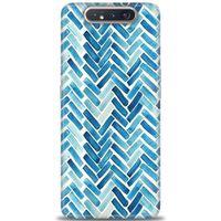 Samsung Galaxy A80 Kılıf HD Baskılı Kılıf - Mavi Çizgiler + Tam Ekran Koruyucu