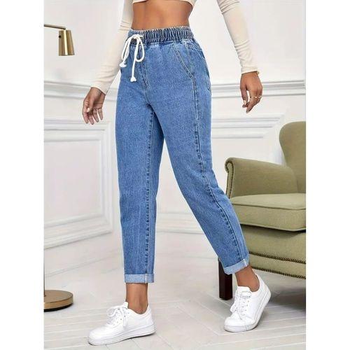 Kadın Yüksek Bel Bağcıklı Kot Pantolon