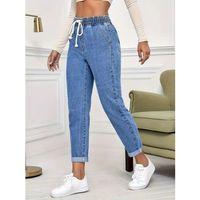 Kadın Yüksek Bel Bağcıklı Kot Pantolon