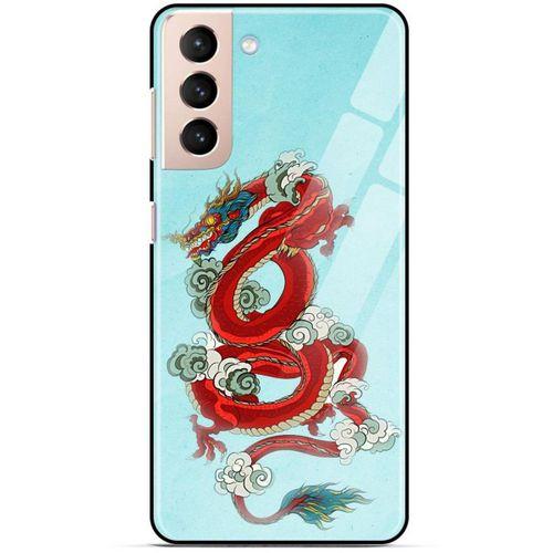 Samsung Galaxy S21 Plus Kılıf Dragons (22) Tam Koruma Kılıfı Ejderha Dövme Kırmızı