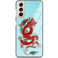 Samsung Galaxy S21 Plus Kılıf Dragons (22) Tam Koruma Kılıfı Ejderha Dövme Kırmızı