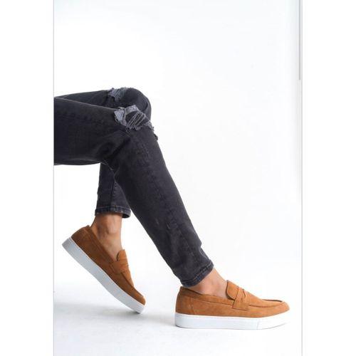 BA0580 Bağcıksız Kuşaklı Yüksek Taban Taba Süet Erkek Ayakkabı