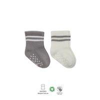 Bistyle Çemberli Kaymaz Soket Çorap 2'Li BS10125 Gri Ekru