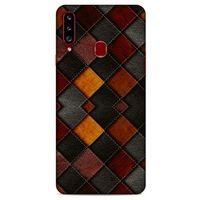 Samsung Galaxy A20s Kılıf Patchwork (1) Kılıfı Kahverengi Bordo