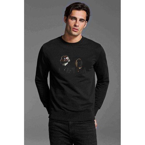 Daft Punk Baskılı Siyah Erkek Sweatshirt