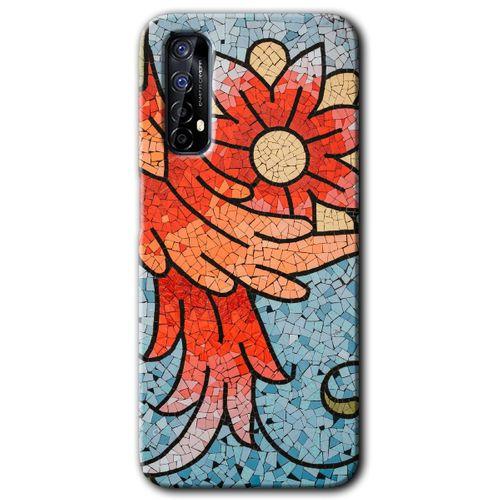 Potkal Hediye Fabrikası Realme 7 Kılıf HD Desen Baskılı Arka Kapak - Mozaik Çiçek