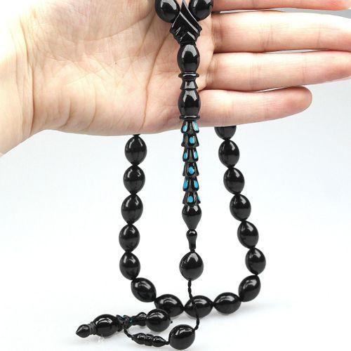 Oltu Taşı Özel Seri  Palmiye Desen İmame Oyma  İşçilikli Tespih