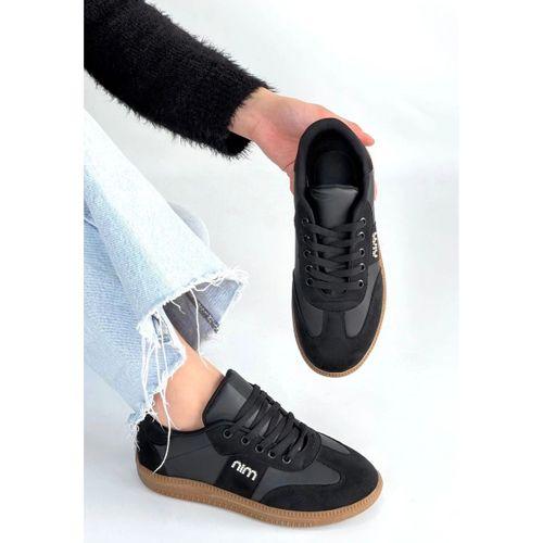 Lunga Siyah Cilt Bağcıklı Spor Ayakkabı