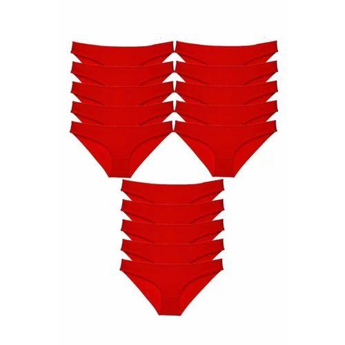 15 adet Süper Eko Set Likralı Kadın Slip Külot Kırmızı