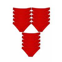 15 adet Süper Eko Set Likralı Kadın Slip Külot Kırmızı