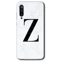 MRCİLETİSİM Xiaomi Mi 9 SE Kılıf HD Desen Baskılı Arka Kapak+Temperli Cam - Beyaz Mermer Desenli Z Harfi