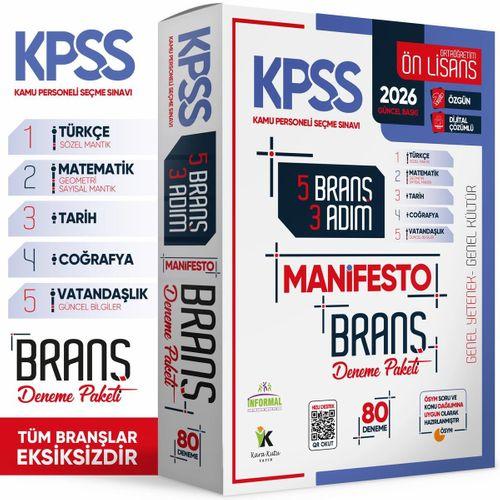 2026 KPSS Ön Lisans - Ortaöğretim 3 Adım 5li Manifesto Dijital Çözümlü Branş Deneme Seti