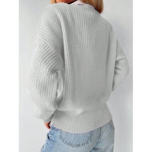 Kadın Uzun Kollu Düğme Detay Triko Bluz