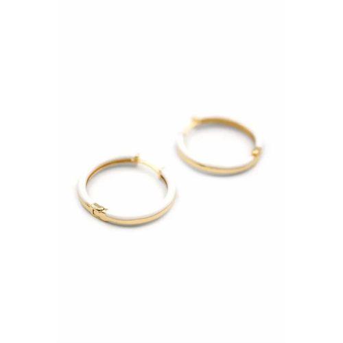 Mineli Halka Küpe - Beyaz