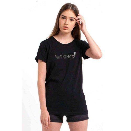 Vikings Icon Baskılı Siyah Kadın Tshirt