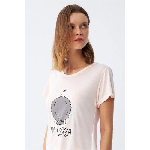 Kadın Kısa Kol Pijama Takım Pudra