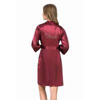 Bordo Kısa Saten Bride Sabahlık