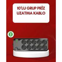 Usb Type-c Destekli 10’lu Grup Priz Termal Korumalı 2m Kablo 2500w