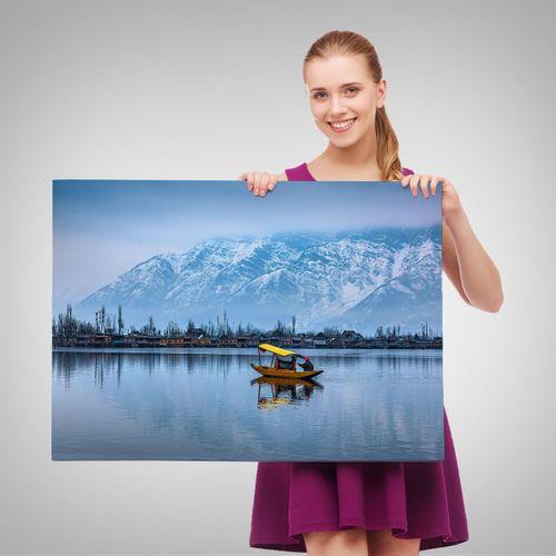 Hindistan Srinagar Dal Gölü Kış Manzara Tablosu-1244