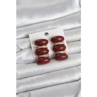 Bordo Vintage Model Gold Renk Kadın Küpe
