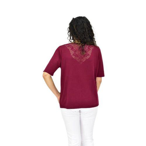 Kadın Yarım Kol V Yaka Yaka Sırt Detaylı Triko Tişöt 12837 BGL-ST04658