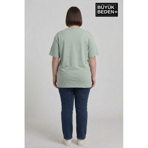 Kadın Büyük Beden Brooklyn 1970 Baskılı Bisiklet Yaka Tshırt SPR25BTSK904