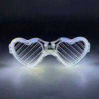 Beyaz LED Işıklı Kalp Gözlük – 3 Modlu Parti & Glow Gözlüğü